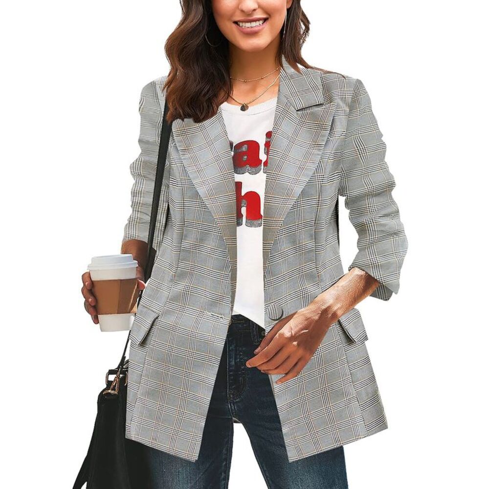 luvamia Women's Casual Long Sleeve Relax Fit Lightweight Blazer Kahaki